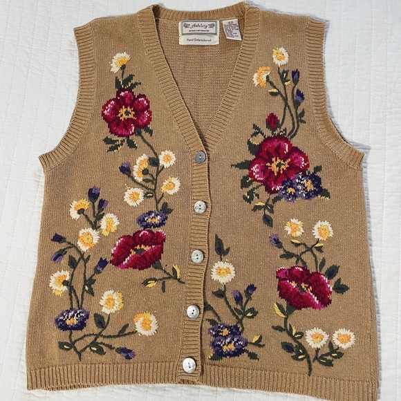 Sweaters - Vintage Hand Embroidered Sweater Vest